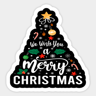 We Wish You a Merry Christmas Cute Xmas Pajama Family Group. Sticker